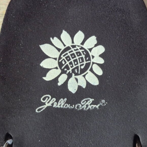 Yellow Box Leather Cowhide Cheetah Print Flip Flops Size 9 Heart & Bow Comfort - Picture 6 of 11